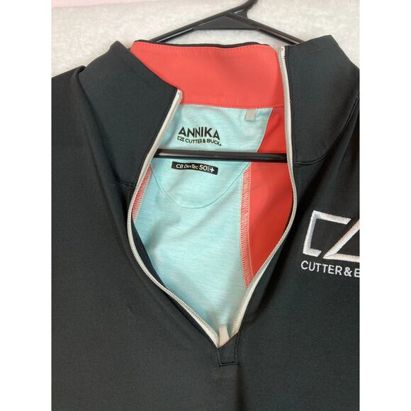 Annika Cutter & Buck Women M Contour Mock Neck 1/4 Zip Polo Shirt Dry Tec 50UPF+ - Picture 6 of 16